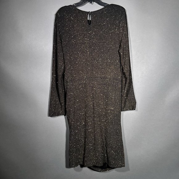 NWT Gibson Latimer Black Gold Stretch Sparkle Long Sleeve Dress Size XXL - Picture 9 of 11